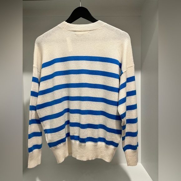 Madewell (Re)sponsible Cashmere Oversized Sweater Hthr blue sky Stripe NEW Small - Picture 6 of 11